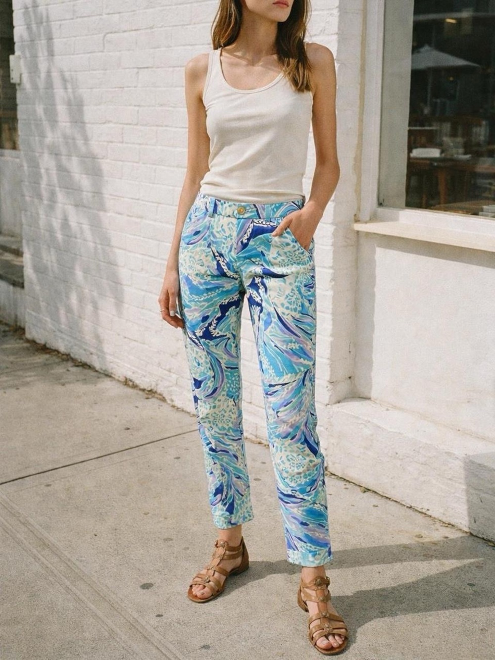 Lily Pulitzer Aqua Blue Swirl Print Pants